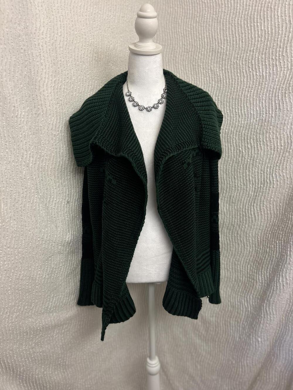 Elodie Mohair Blend Cardigan S Green Tribal Print Chunky Knit Oversized Boho